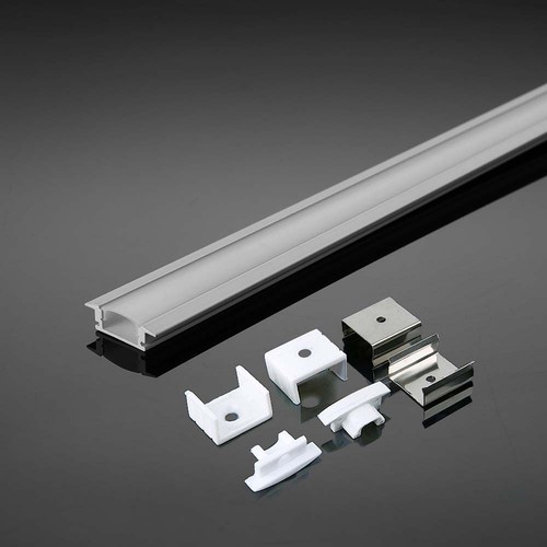 2m Einbauprofil Aluminium, weiß - Inkl. milchweißer Abdeckung, für 12mm LED Strip, 2000x24.7x7mm