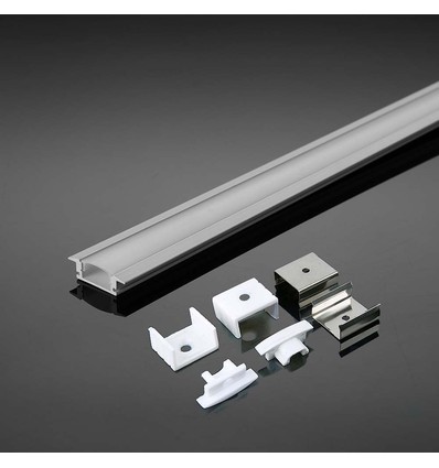 2m Einbauprofil Aluminium, weiß - Inkl. milchweißer Abdeckung, für 12mm LED Strip, 2000x24.7x7mm