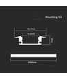 2m Einbauprofil Aluminium, weiß - Inkl. milchweißer Abdeckung, für 12mm LED Strip, 2000x24.7x7mm
