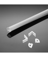 2m Eckprofil Montageset - 15,8x15,8mm, weiß, inkl. milchweißem Cover, Clips und Endkappen