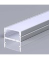 2m Alu Profil für LED Strips, Silber - 20x10mm, inkl. Satin-Abdeckung, Oberflächenmontage