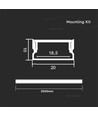 2m Alu Profil für LED Strips, Silber - 20x10mm, inkl. Satin-Abdeckung, Oberflächenmontage