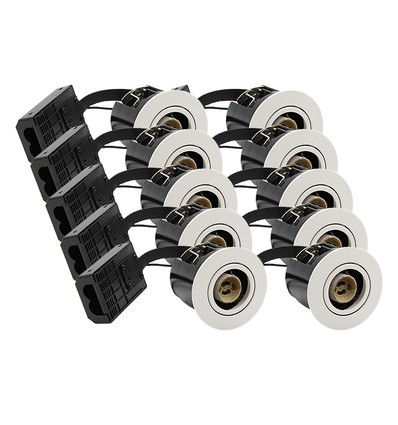 10er-Pack GU10 Einbaustrahler Inno88 - Mattweiß, IP44, direkt in Isolierung einbaubar