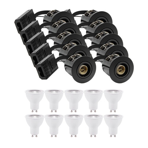 10 Stk. Einbauspots Inno88 - Inkl. 6W RA97 GU10, schwarz, IP44, isolierungsgeeignet