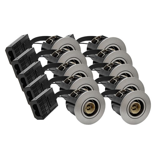10er-Pack GU10 Einbaustrahler Inno88 - Gebürstetes Alu, IP44, zur Montage direkt in Isolierung zugelassen