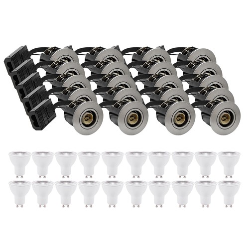 20 Stk. Einbauspots Inno88 - Inkl. 6W RA97 GU10, gebürstetes Aluminium, IP44, für Isolierung zugelassen