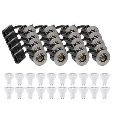 20 Stk. Einbauspots Inno88 - Inkl. 6W RA97 GU10, gebürstetes Aluminium, IP44, für Isolierung zugelassen