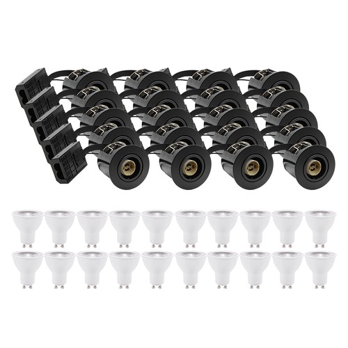 20 Stk. Einbauspots Inno88 - Inkl. 6W RA97 GU10, schwarz, IP44, für Isolierung zugelassen