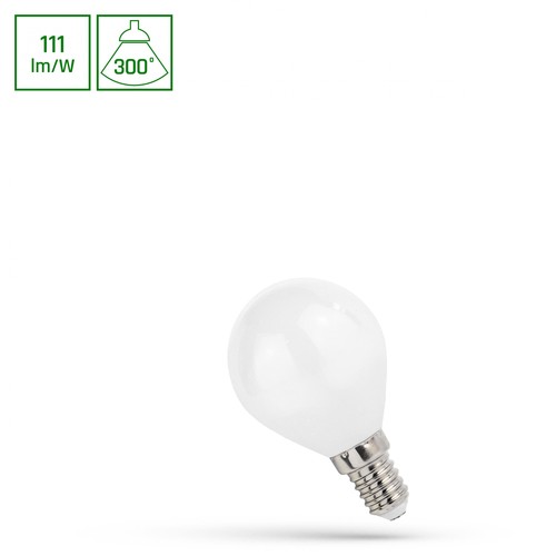 E14 5,5W LED Tropfenlampe - G45, Filament, mattes Glas, warmweiß, 300°