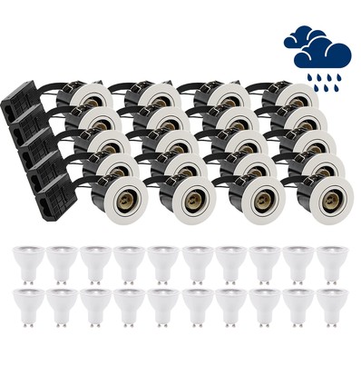 20 Stk. LEDlife Einbaustrahler Inno88 Außen - Inkl. 6W GU10, Weiß, IP44, isolierungsgeeignet