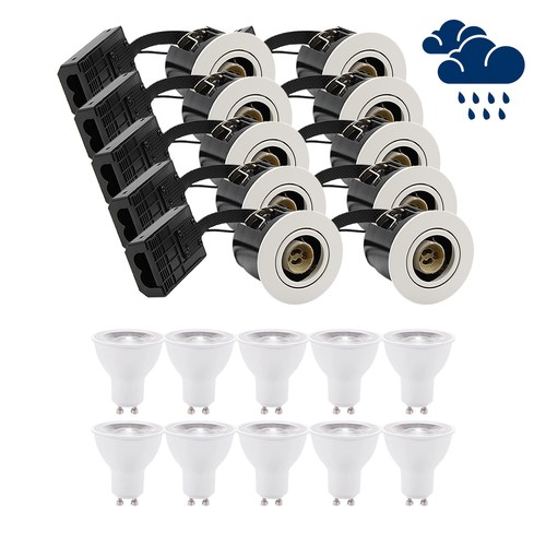 10 Stk. LEDlife Einbaustrahler Inno88 Außen - Inkl. 6W GU10, Weiß, IP44, für Dämmstoffanwendung zugelassen