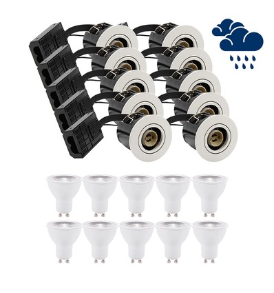 10 Stk. LEDlife Einbaustrahler Inno88 Außen - Inkl. 6W GU10, Weiß, IP44, für Dämmstoffanwendung zugelassen