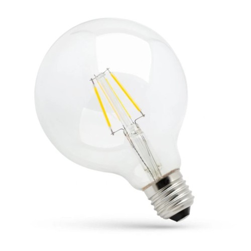 E27 8W LED Globe-Lampe - Kohlefaden-Optik, klar, Ø12,5 cm