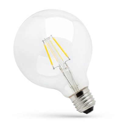 E27 8W LED Globe-Lampe - Kohlefaden-Optik, klar, Ø12,5 cm