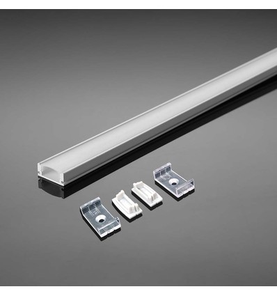 2m weißes Aluprofil-Set - LED-Streifenprofil, Oberflächenmontage, 200x2,35x1,04cm