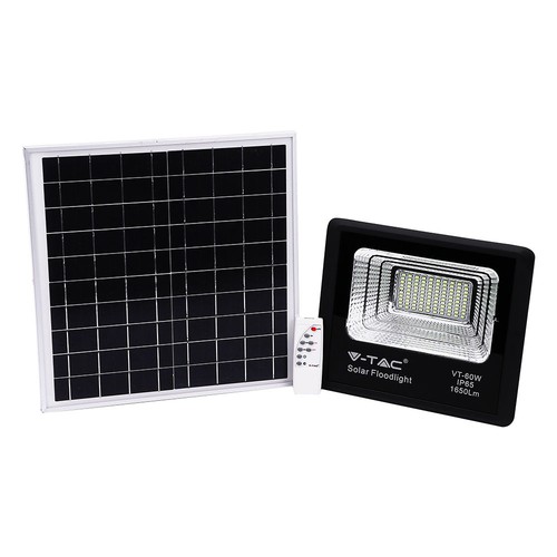 60W Solar LED Fluter - 1650lm, IP65, 4000K, schwarz, inkl. Solarpanel und Fernbedienung