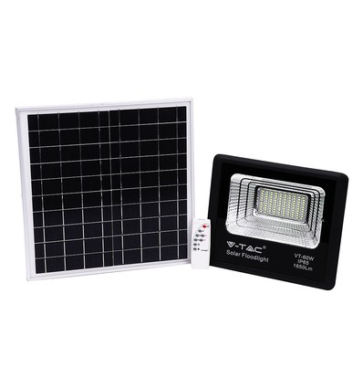 60W Solar LED Fluter - 1650lm, IP65, 4000K, schwarz, inkl. Solarpanel und Fernbedienung