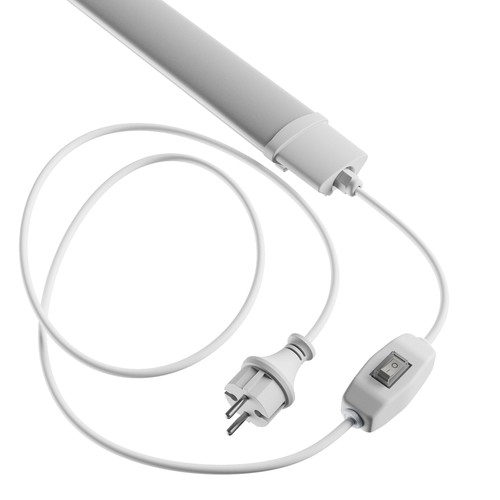 120cm 36W LED-Leuchte mit Stecker und Schalter - IP65, 2m Kabel + Stecker, Ein/Aus