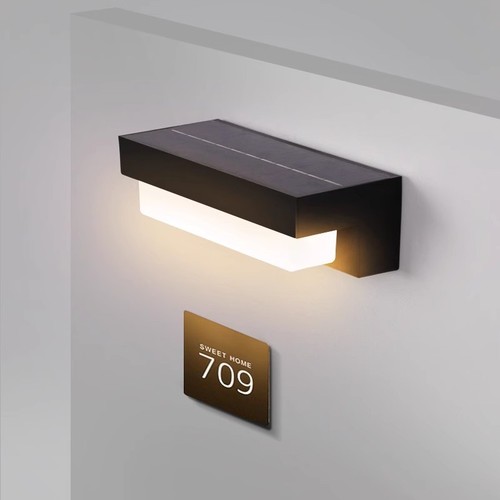 Solar CCT Wandleuchte - IP54, 3 Lichtfarben, schwarz, quadratisch, Dämmerungssensor