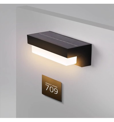 Solar CCT Wandleuchte - IP54, 3 Lichtfarben, schwarz, quadratisch, Dämmerungssensor