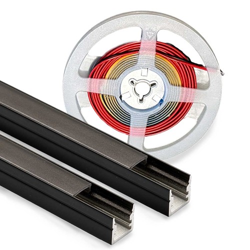 240cm Beleuchtung für Akustikpaneele schwarz - Komplettset mit Alu-Profil und COB LED-Streifen