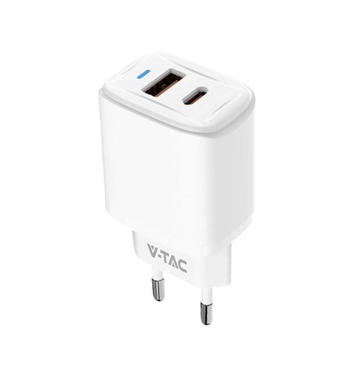 20W Travel Adapter mit PD und QC - Weiß, 1x PD Port, 1x QC Port