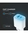 20W Travel Adapter mit PD und QC - Weiß, 1x PD Port, 1x QC Port