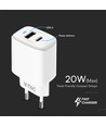 20W Travel Adapter mit PD und QC - Weiß, 1x PD Port, 1x QC Port