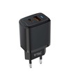 20W USB Reiseadapter mit PD und QC - Schwarz, Schnellladegerät, 1x USB-A und 1x USB-C PD