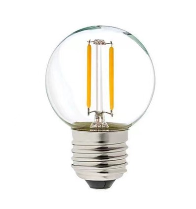 E27 2W LED Tropfenlampe - G40, Filament, Klarglas