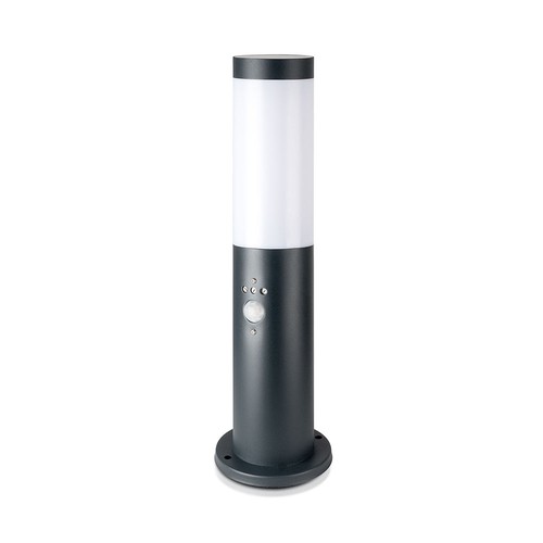 Pollerleuchte mit PIR-Sensor E27 - Edelstahlgehäuse (45 cm), Grau, IP44