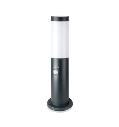 Pollerleuchte mit PIR-Sensor E27 - Edelstahlgehäuse (45 cm), Grau, IP44