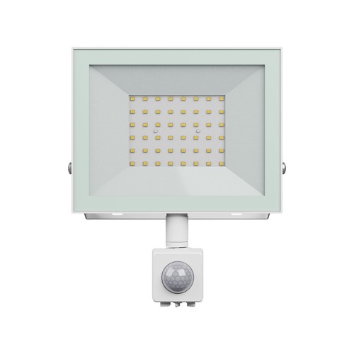 50W Fluter mit Sensor - IP44, Weiß, Arbeitsleuchte, PIR-Sensor