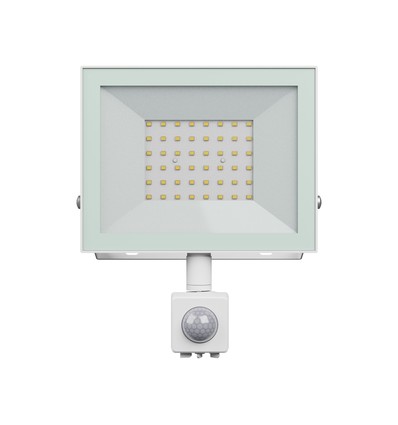 50W Fluter mit Sensor - IP44, Weiß, Arbeitsleuchte, PIR-Sensor