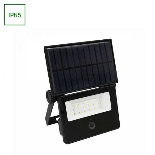 10W Solar LED Fluter mit Sensor - IP65, PIR-Sensor, abnehmbares Solarpanel, Außenbereich