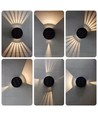 Solar-Wandleuchte - IP54, rund, schwarz, drehbar, Dämmerungssensor
