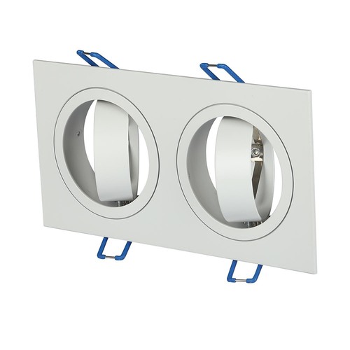 Doppel GU10 Einbaustrahler, Weiß - IP54, Aluminium, Ausschnitt: 155x75 mm, Maße: 173x91 mm, ohne Leuchtmittel