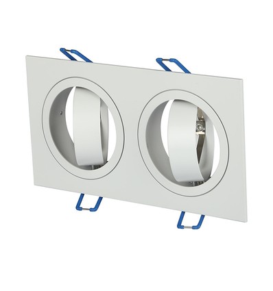 Doppel GU10 Einbaustrahler, Weiß - IP54, Aluminium, Ausschnitt: 155x75 mm, Maße: 173x91 mm, ohne Leuchtmittel