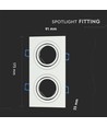 Doppel GU10 Einbaustrahler, Weiß - IP54, Aluminium, Ausschnitt: 155x75 mm, Maße: 173x91 mm, ohne Leuchtmittel