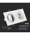 Doppel GU10 Einbaustrahler, Weiß - IP54, Aluminium, Ausschnitt: 155x75 mm, Maße: 173x91 mm, ohne Leuchtmittel