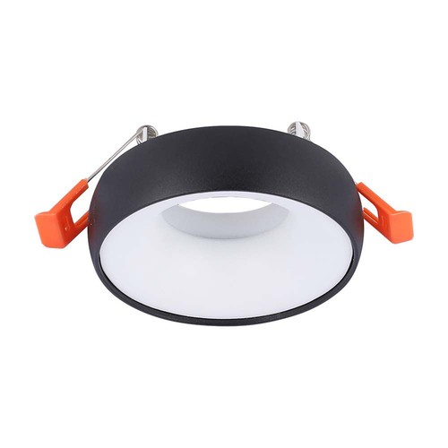 GU10 Einbaustrahler - Rund, Schwarz mit weißem Reflektor, Aluminium, Ausschnitt: Ø6cm, Maße: Ø9,2cm