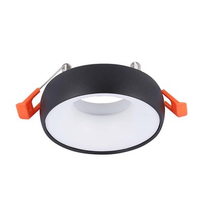 GU10 Einbaustrahler - Rund, Schwarz mit weißem Reflektor, Aluminium, Ausschnitt: Ø6cm, Maße: Ø9,2cm