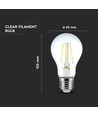 E27 6W LED Filament Birne - A60, Klarglas, 600lm, 3000K