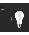 E27 10W LED Filament Birne - A60, Klarglas, 1055lm, 4000K