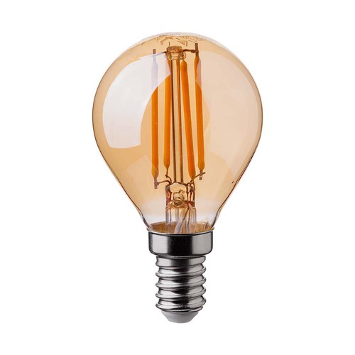 E14 4W LED Filament Birne - P45, Amberglas, 2200K, Tropfenlampe