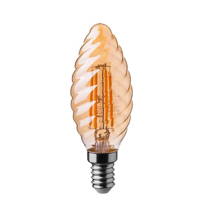 E14 4W LED Filament Kerzenlampe - Twist, Amberglas, 2200K, 350lm