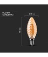 E14 4W LED Filament Kerzenlampe - Twist, Amberglas, 2200K, 350lm