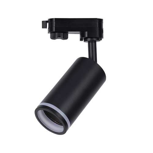 GU10 1-Phasen Schienenspot - Schwarz, Aluminium, 360° verstellbar, ohne Leuchtmittel, IP20 Innenbereich