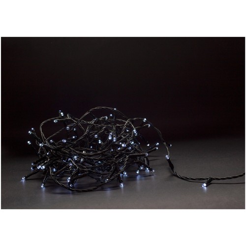 5 m kaltweiß LED-Lichterkette für Weihnachten - 50 LEDs, IP44 für Außen, IR-Fernbedienung, Timer, Batterie