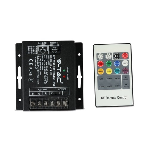 RGB LED Controller mit 20-Tasten RF Fernbedienung - 12V/24V, 3 Kanäle, IP20, für RGB Strips